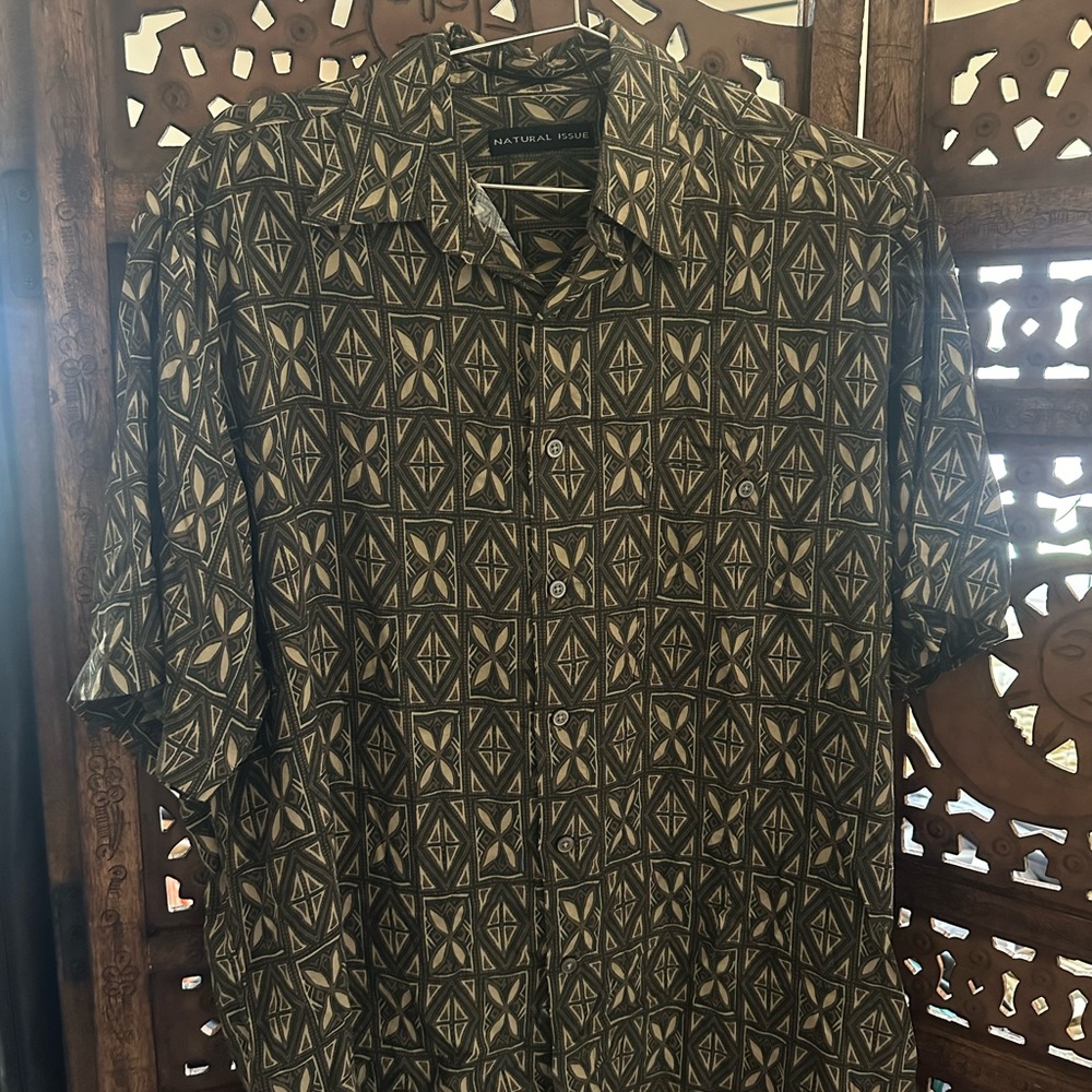Nat Nast Men's Green Geometric Shirt